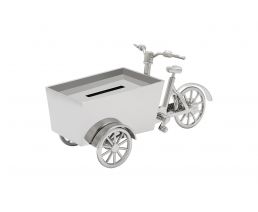 Money box Cargo bike silver colour