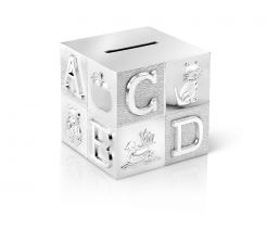 Money box Cube 7.5x7.5x7.5cm silver colour